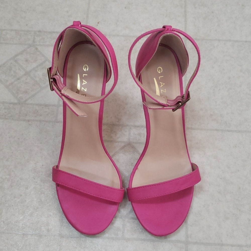 Glaze Fushia Pink Ankle Strap Heels